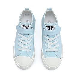 Fefoe Girls Canvas Sneakers Boys Blue Running