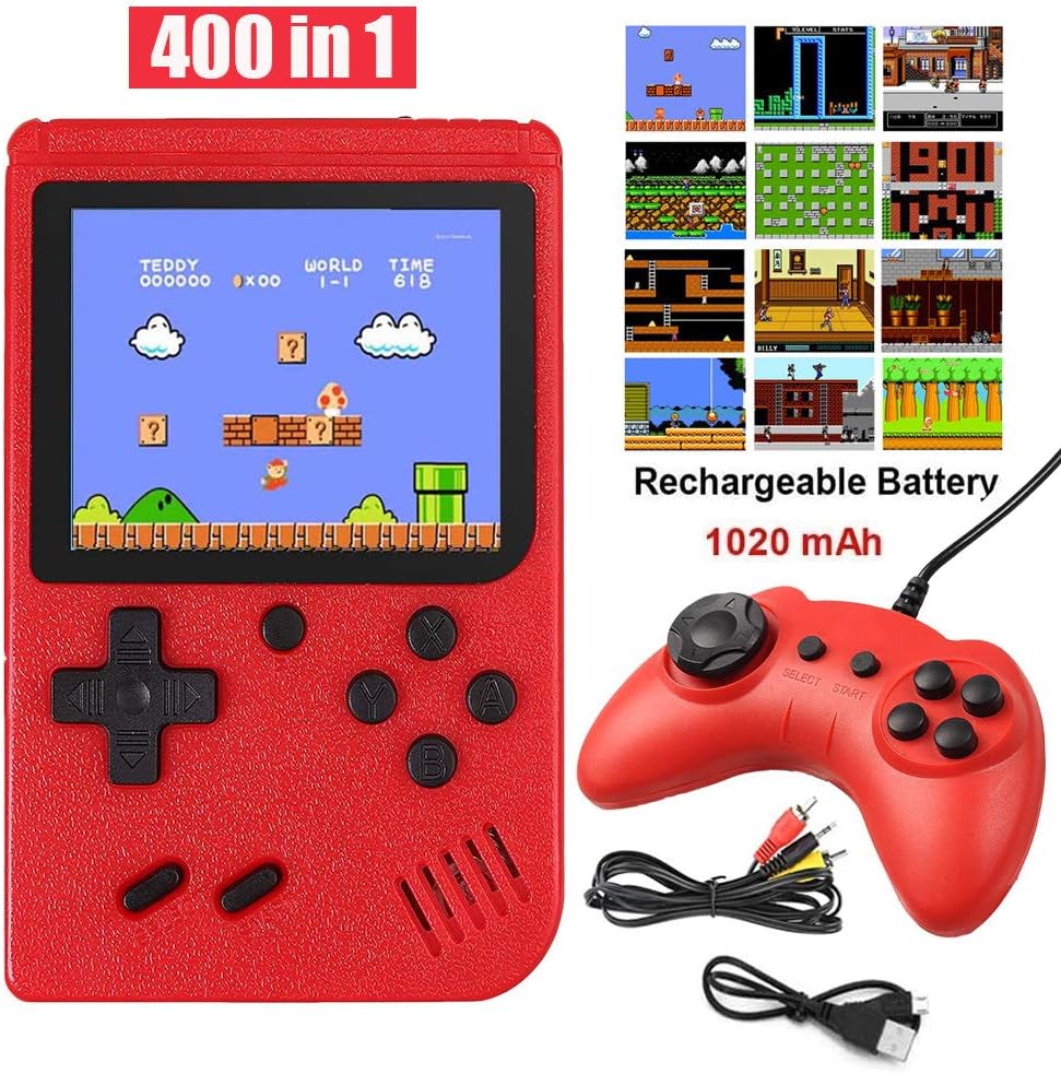 Handheld Game Console, Retro Mini Game Player with 400 Classical Games, 3 inch Screen Video Games Console Support for Connecting TV & Two Players1020mAh Rechargeable Battery Present for Kids/Adult: Toys & Games