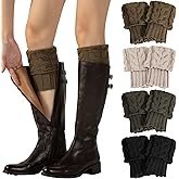 XEPST Winter Warm Boot Cuffs, Crochet Knitted Boot Cuffs Short Leg Warmers Boot Topper Socks Short Ankle Warmers for Women Girls - 4 Pairs