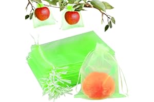 FULASITEU 50 Pcs Fruit Protection Bags 6''x8'' Fruit Net Bags with Drawstring Fruit Bags for Fruit, Fruit Protection Bags Vegetable Fruit Net Fruit Cover Mesh Bag for Protecting Fruits(Fruit Green,6 x 8 Inch)