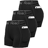 Roadbox 3" Women's Volleyball Spandex Shorts with Pocket/Non-Pocket, 2/3 Pack Compression Shorts for Workout Running Gym Yoga