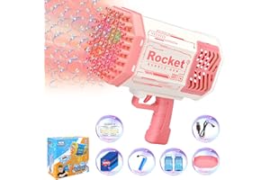 METINI Bazooka Bubble Blaster Gun,Rocket Bubble Machine Blower,Birthday Gift for Girls Kids,Bubble Maker Toys for Party Wedding(Pink)