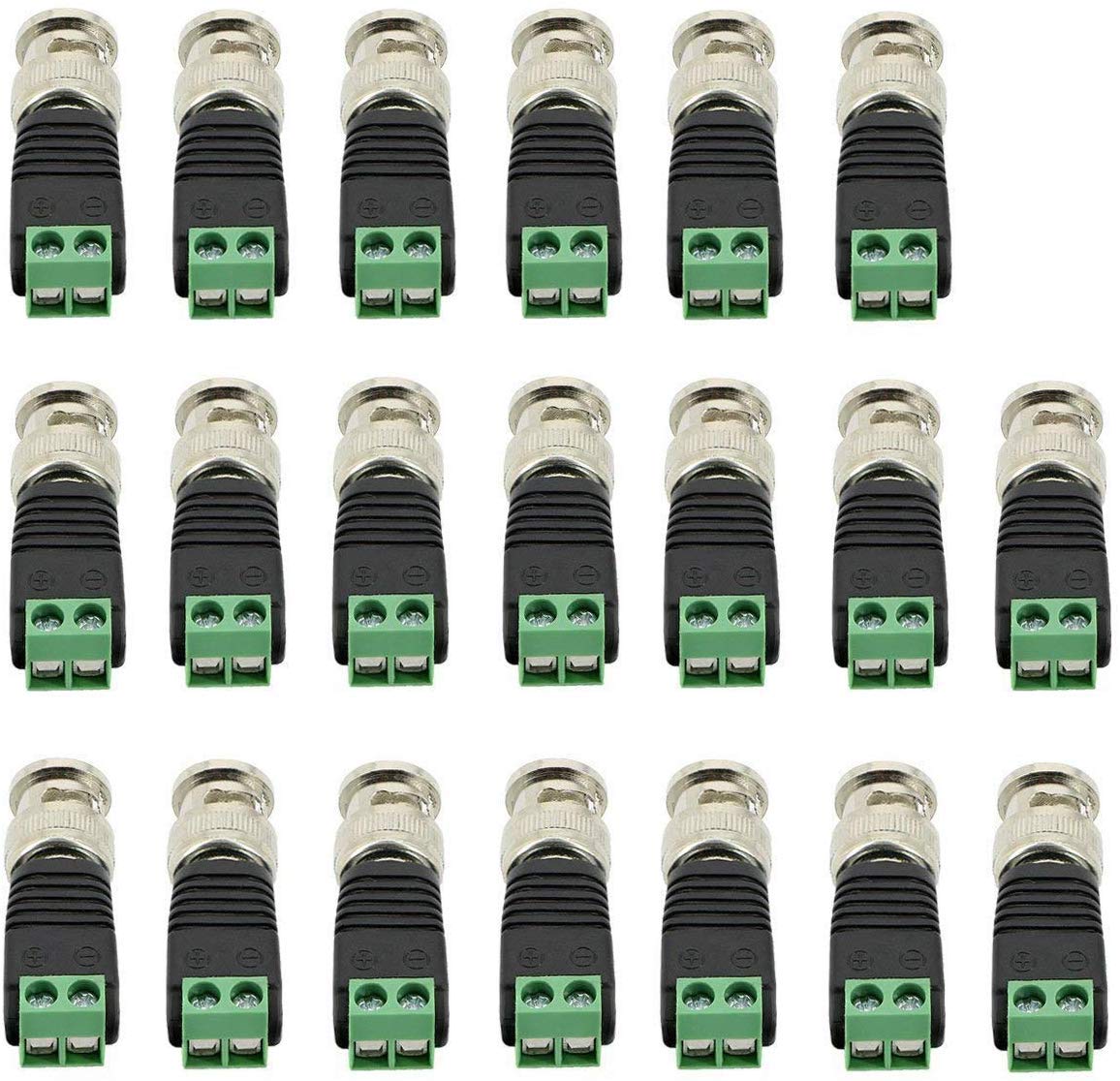 Pasow 20pcs Coaxial Camera BNC Vedio Balun Connector for Coax CAT5/Cat6 to CCTV