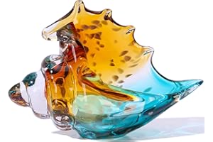 LCCCK Sea Glass Art Figurines Hand Blown Conch Shell Sculpture, Green Sea Glass Decor Creative Conch Seashell Statue - For Coastal Room Decor Knick Knacks Home Decor Kitchen Decorations Above Cabinets