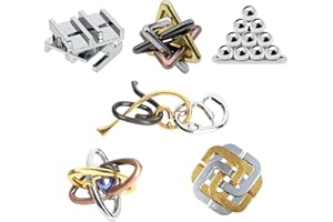 RoseFlower 6 pcs IQ Test Puzzle Metal Wire Puzzles Mind Game Educational Toys High Difficulty Brain Teaser Puzzle Toy for Kid