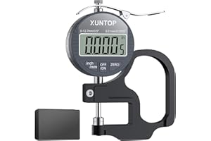 XUNTOP Digital Thickness Gauge 0.5inch/0.0005inch(12.7mm/0.01mm) Thickness Meter with LCD Display, Unit Conversion, Storage C