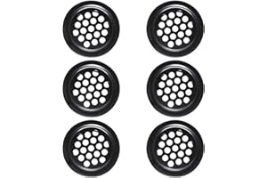 Auvotuis 6Pcs 25mm/ 1inch Air Vents Stainless Steel, Black Round Soffit Louver Vent Mesh Hole Air Vent Louver for Bathroom, Kitchen, Cabinet, Wardrobe