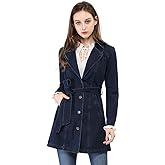 Allegra K Women's Trench Jean Jackets Notched Lapel Long Sleeve Denim Jacket