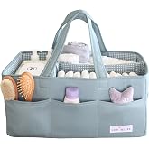 Lily Miles Baby Diaper Caddy Organizer, Wipeable Diaper Organizer Basket with 8 Pockets for Newborn Essentials, Nursery Tote 