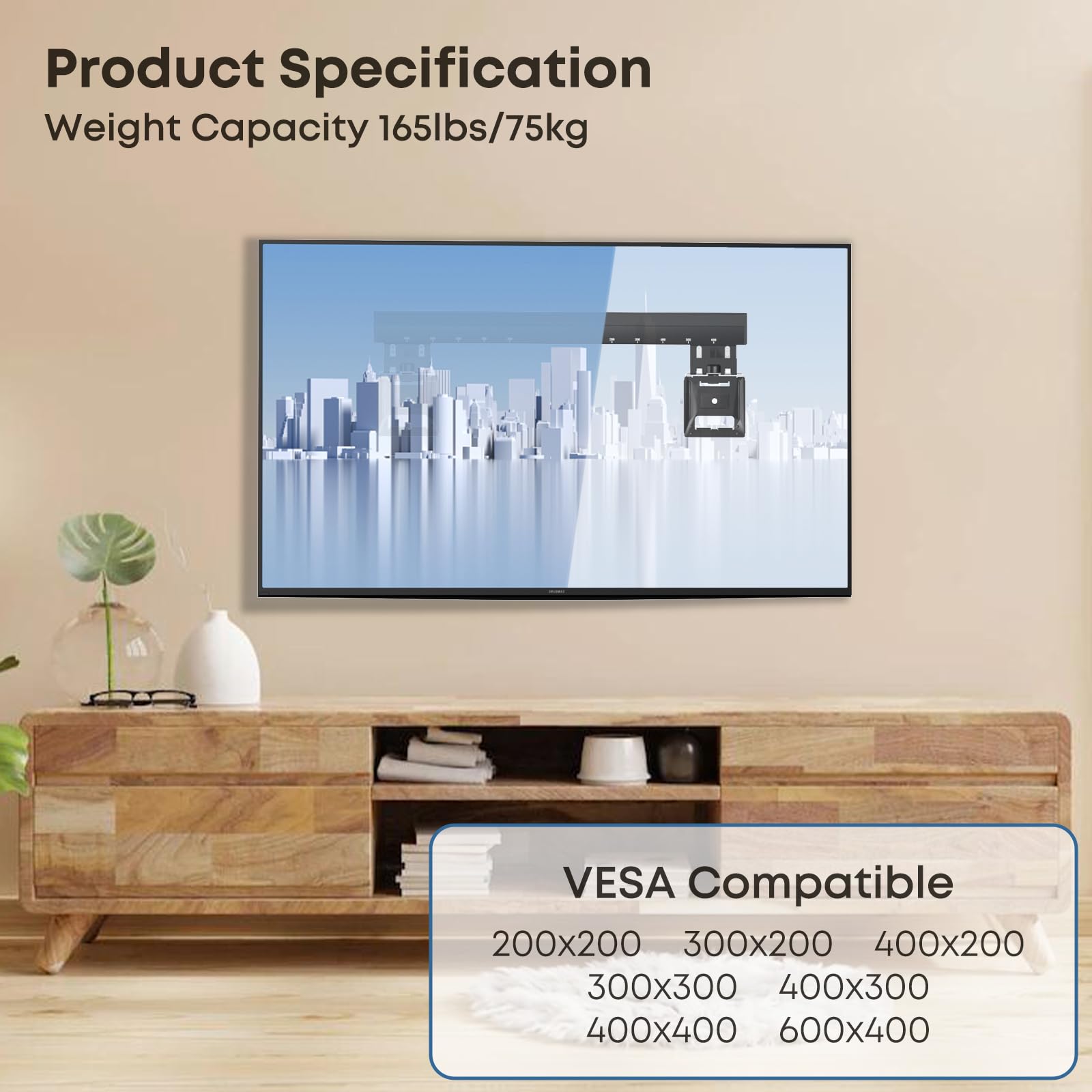 Ultra Slim TV Wall Mount Bracket Suitable for 37-80 Micro-Gap Flat 165lbs Max VESA 600x400mm Compatible with Designed for Samsung Frame TVs (2021-2023) Profile