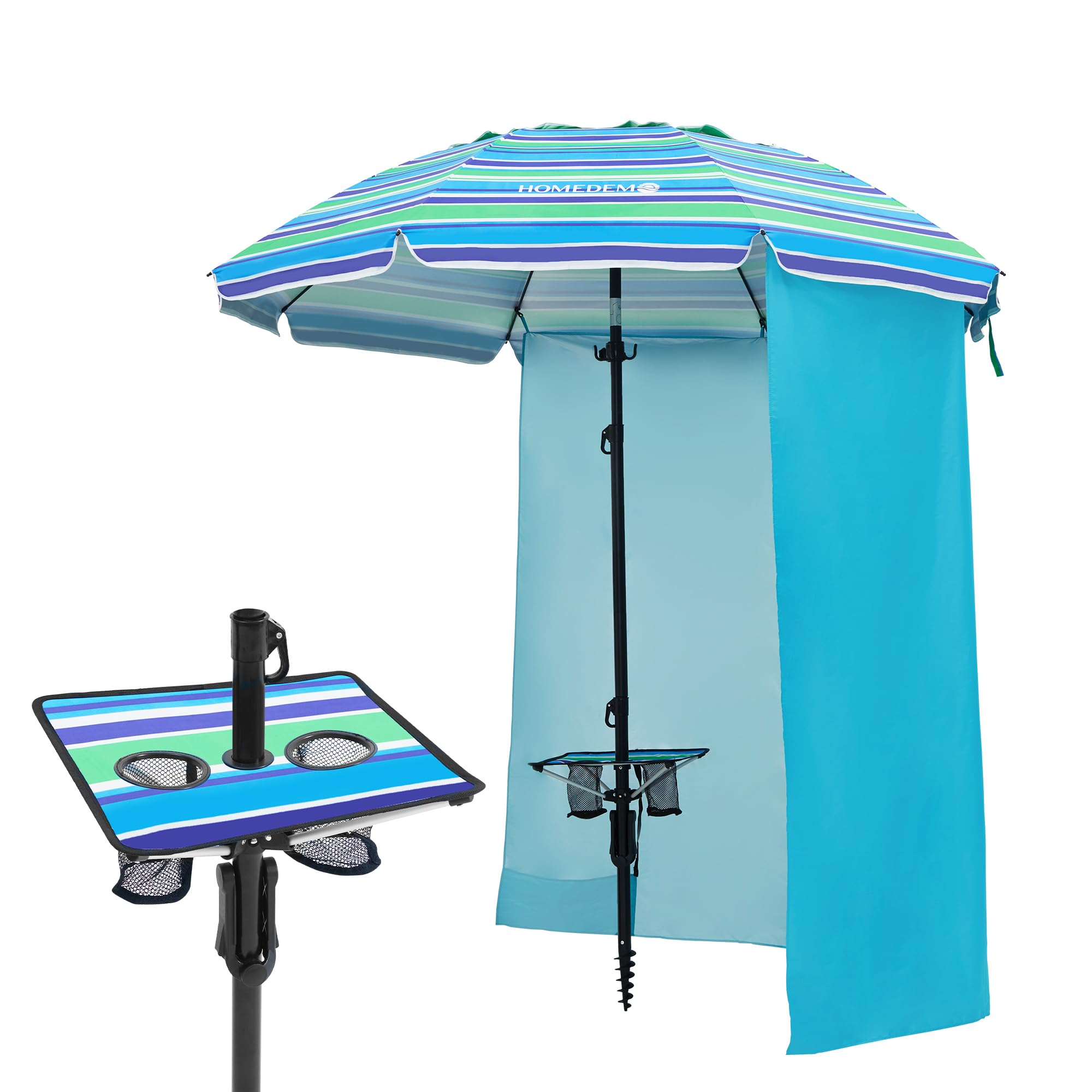 HOMEDEMO Heavy Duty High Wind Beach Umbrella with Sand Anchor,Built-in ...