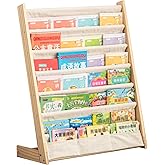 CYMFBSFBU 7 Tier Wooden Kids Bookshelf Book Holder Natural Wood Book Rack Storage Bookshelf for Kids Room Study Room Play Room Toy Storage Organizer (W: 24.6")