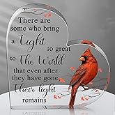 Yulejo Red Cardinal Gifts Catholic Hummingbird Sympathy Memorial Gift for Loss of Loved One Sympathy Acrylic Heart Decor Sign Table Centerpieces Remembrance Decor Christmas Condolence