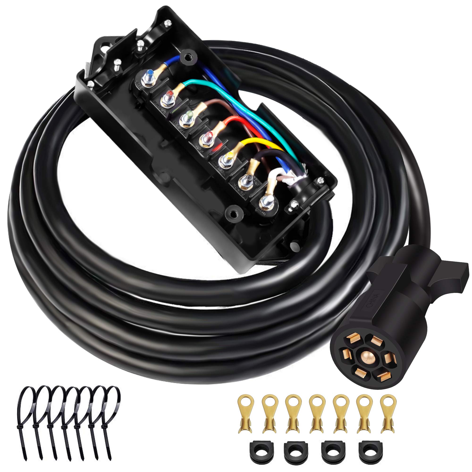 Buy SUZCO 10 Ft 7 Way Heavy Duty Plug Trailer RV Wire Cord Kit with 7