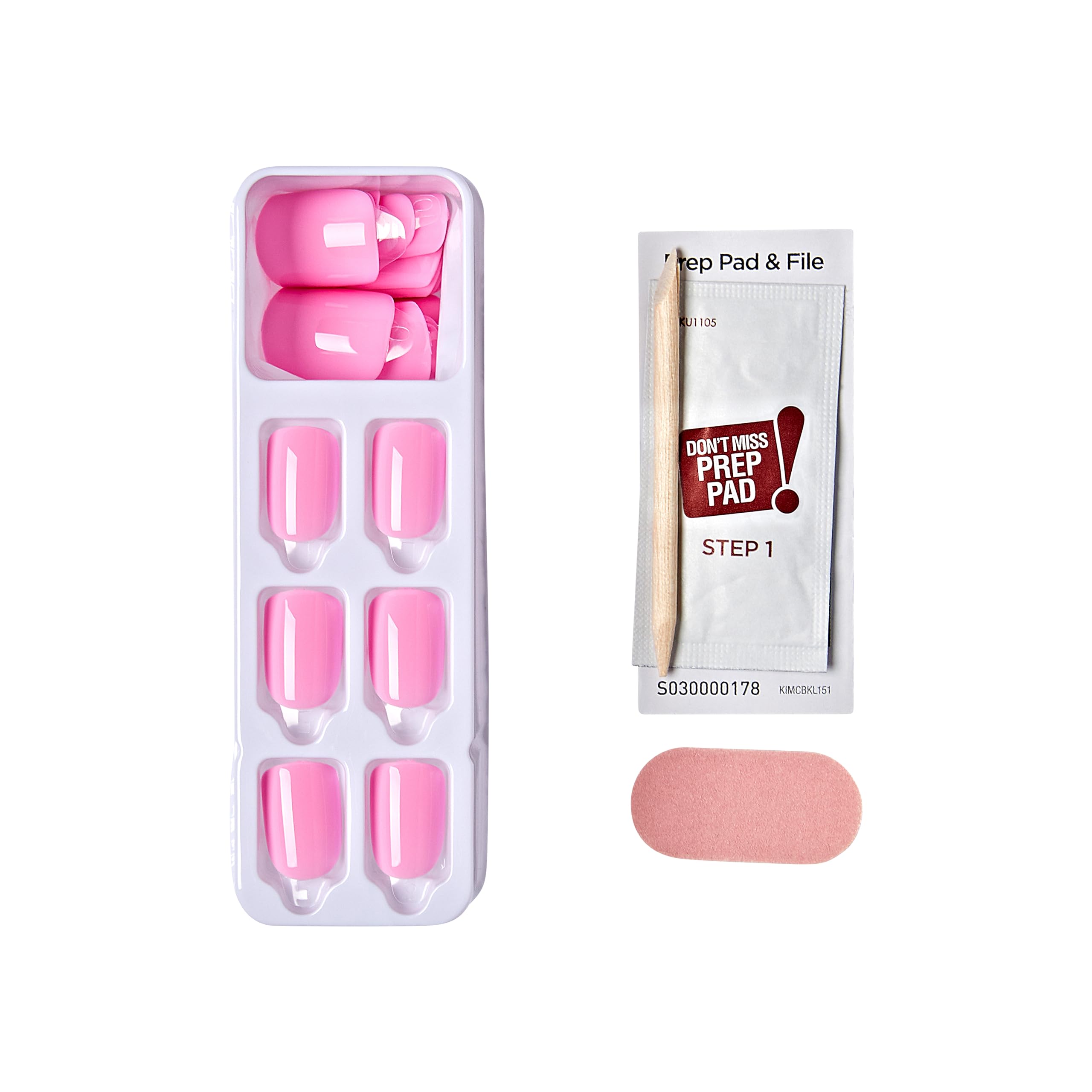 KISS imPRESS No Glue Mani Press On Nails, Color, 'Self Care', Pink, Short Size, Squoval Shape, Includes 30 Nails, Prep Pad, Instructions Sheet, 1 Manicure Stick, 1 Mini File - Image 8