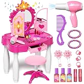 Eohemeral Toddler Kids Vanity with Music Mirror &amp; Chair | Kids Makeup Vanity Set with Accessories and Lights and Music Sound for Girls, Toddlers 3 4 5 Years Old