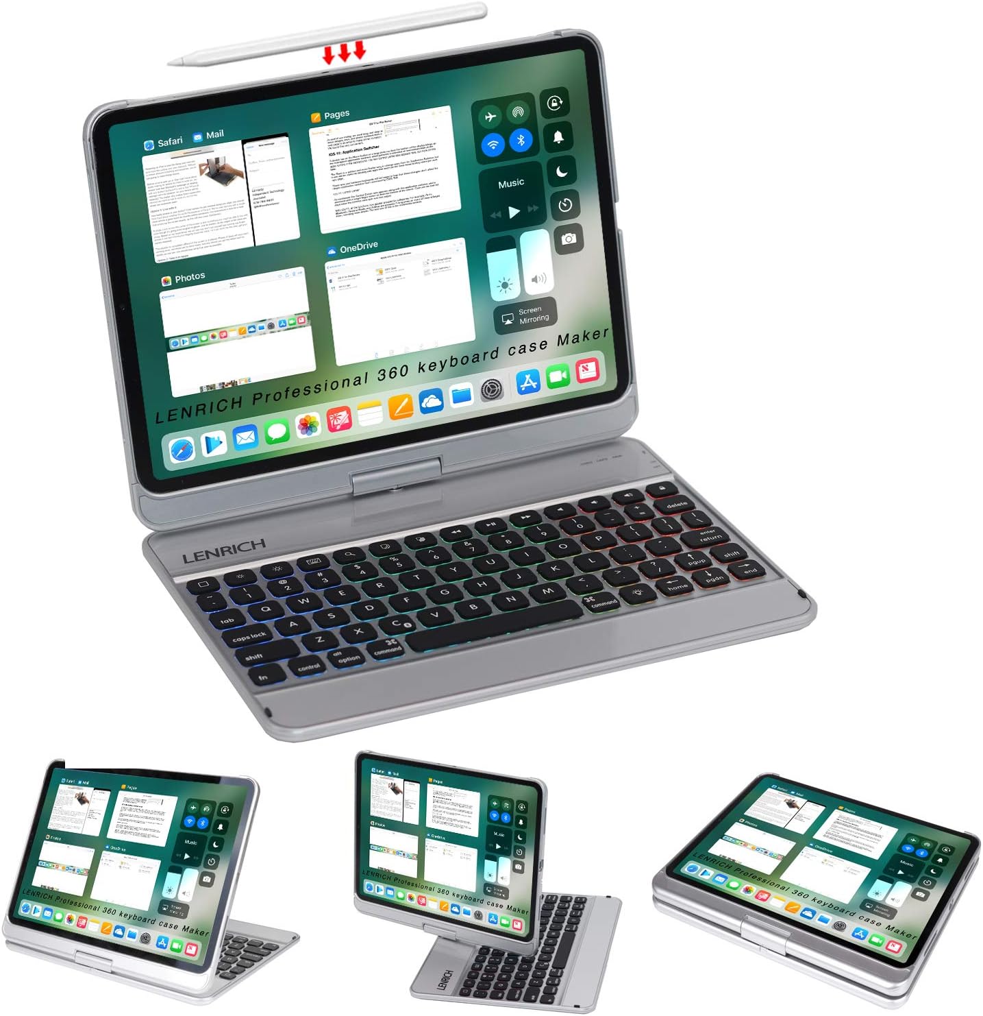 LENRICH iPad Pro 11 Keyboard case 2018 Backlit, 7 Colors