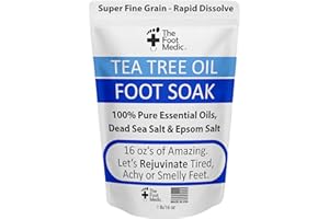 Tea Tree Oil Foot Soak with Epsom Salt: For Itchy Feet, Pedicure Foot Spa, Smelly Odor, Foot Therapy, Soften Calluses, Foot C