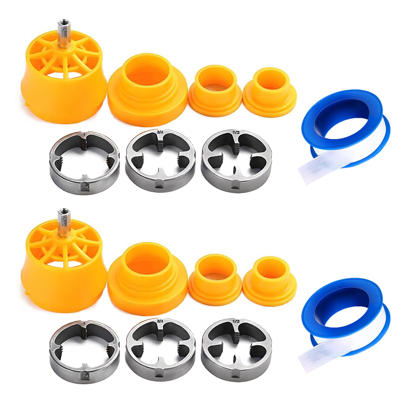 Photo 1 of 2 Sets of PVC Thread Maker Tool for Electric Drill, Plastic Pipe Tap Die Set With 2PCS PTFE Tape, PVC Pipe Threader Set With 3 Sizes Thread Die, Pipe Threader Plumbing Tool for Pipe Threaders
