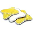 Autofiber Scrub Ninja Star Scrubber for Leather, Plastic, Rubber and Vinyl, Ergonomic Shape with Pockets for Tight Spaces, Steering Wheels and Cup Holders - Pack of 3, White/Gold (7inch x 7inch)