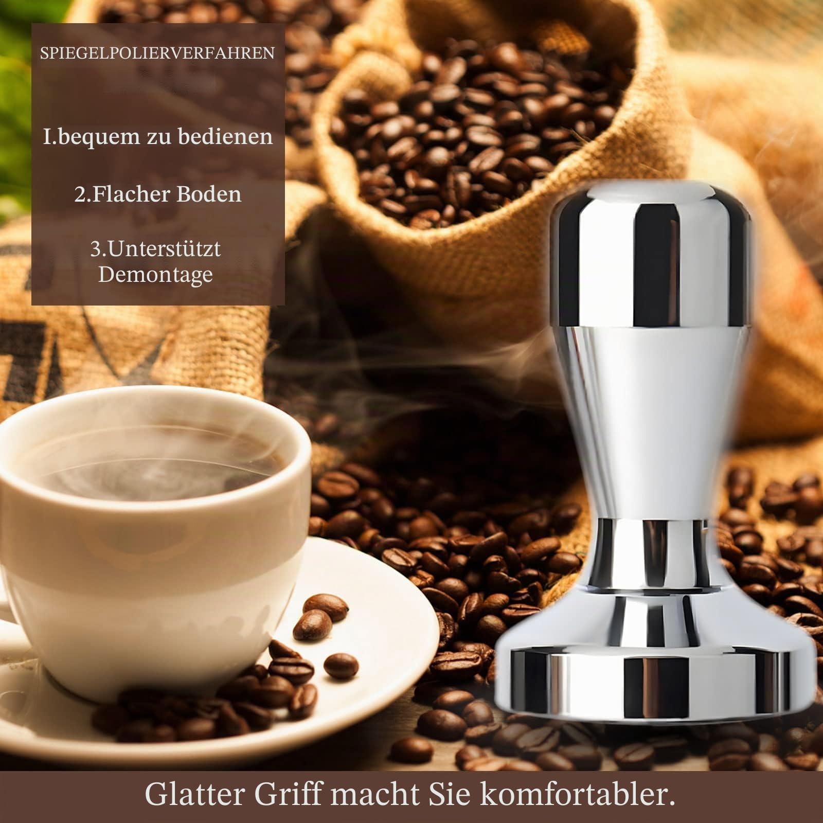 Massiver Kaffee Tamper mit Silikonmatte – Professionelles Barista-Werkzeug für Perfekte Espresso-Shots, Espresso Drücker für Espressomaschinen, Unverzichtbares Zubehör für Kaffeeliebhaber 2