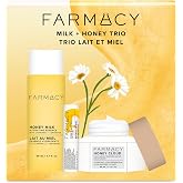 Farmacy Milk + Honey Trio, Hydrating Essence, Moisturizer and Lip Balm Set | 3-piece honey skincare set with essence, lightweight moisturizer and lip balm for lasting hydration and barrier support