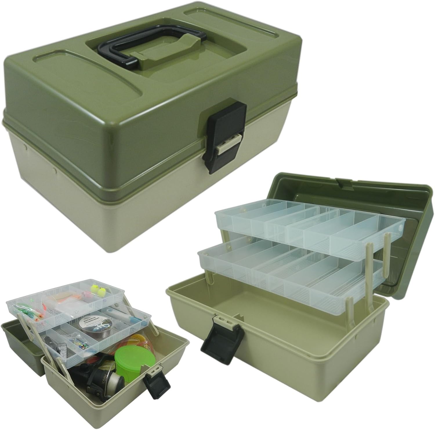 Lunar Box, Cantilever Fishing Tackle Box, 3 Layer with Adjustable