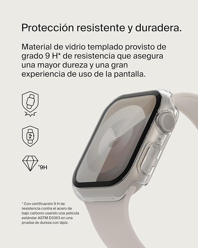 Protetor de ecrã TemperedCurve para Apple Watch Series 8 com cobertura de ponta a ponta e borda elevada - Protetor de vidro temperado, acessórios para Apple Watch - Transparente