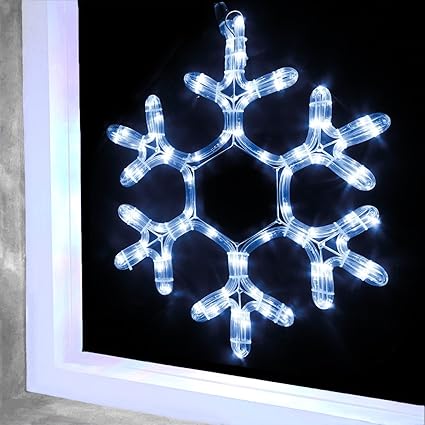 Christow Snowflake Window Silhouette Rope Light 24 Bright White