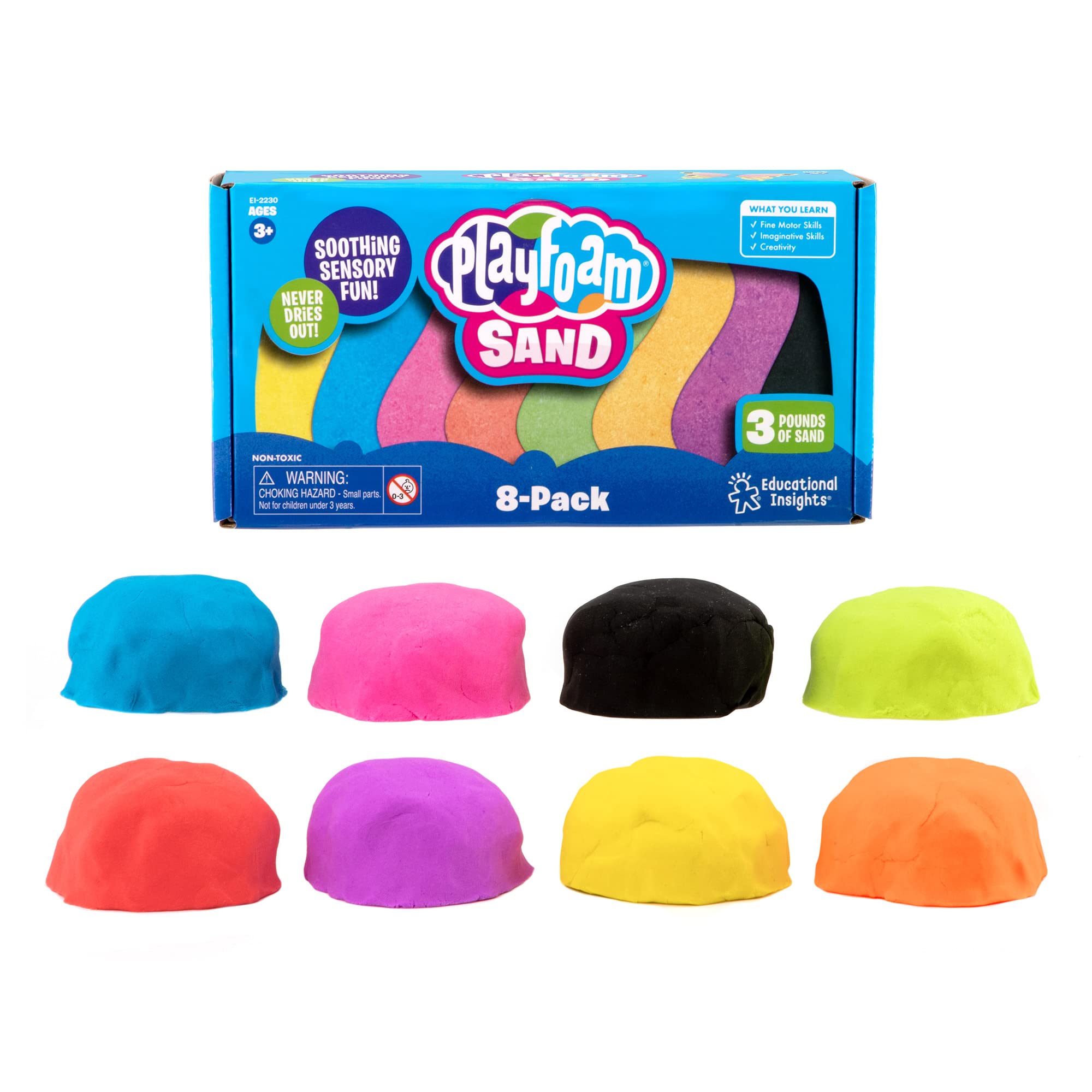 Learning Resources Playfoam Sand 8-Pack Play Sand Combo Pack, 8 Assorted Colours for Squishing, Mixing& Moulding, Toddlers Classroom, Gifts for Kids Boys Girls Ages 3 4 5+, Multicolor (2230)