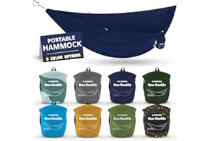 KAMMOK: Roo Double Hammock | Made from Strong & 100% Recycled Water Resistant Ripstop Fabric | Comfortable, Packable, Lightweight (Lifetime Adventure Grade Warranty), Midnight Blue