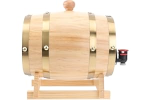 jojofuny 5l Oak Wood Beer Cask with Accessories, Wooden Wine Barrel Dispenser for Home Brewing and Bar Use,