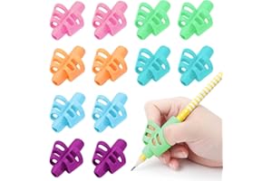 BUSHIBU Pencil Grips for Kids Handwriting, 12 Pcs Toddler Pencil Grippers, Pen Grips Trainer for Beginners Preschoolers Kindergarten Children