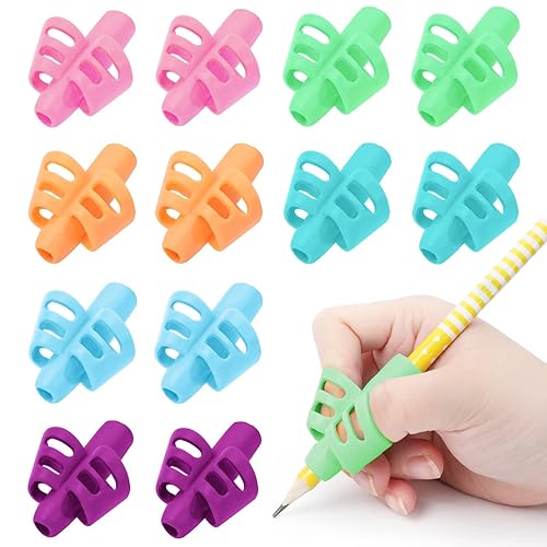 BUSHIBU Pencil Grips for Kids Handwriting, 12 Pcs Toddler Pencil