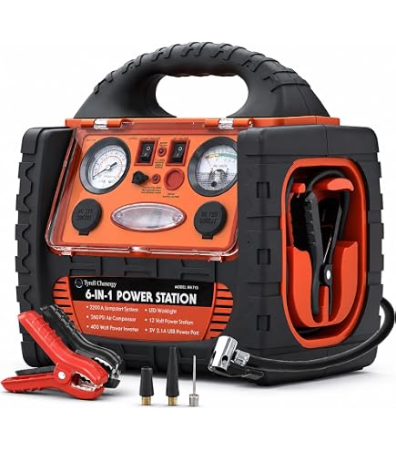 Amazon.com: Car Jump Starter with Air Compressor, 1800A Battery