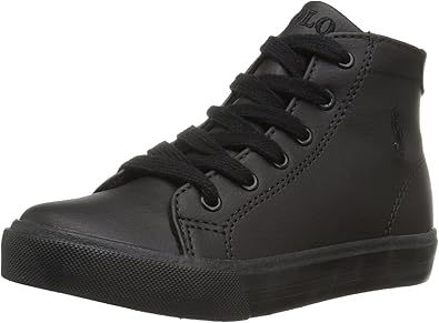 polo ralph lauren trainer in black with gold logo