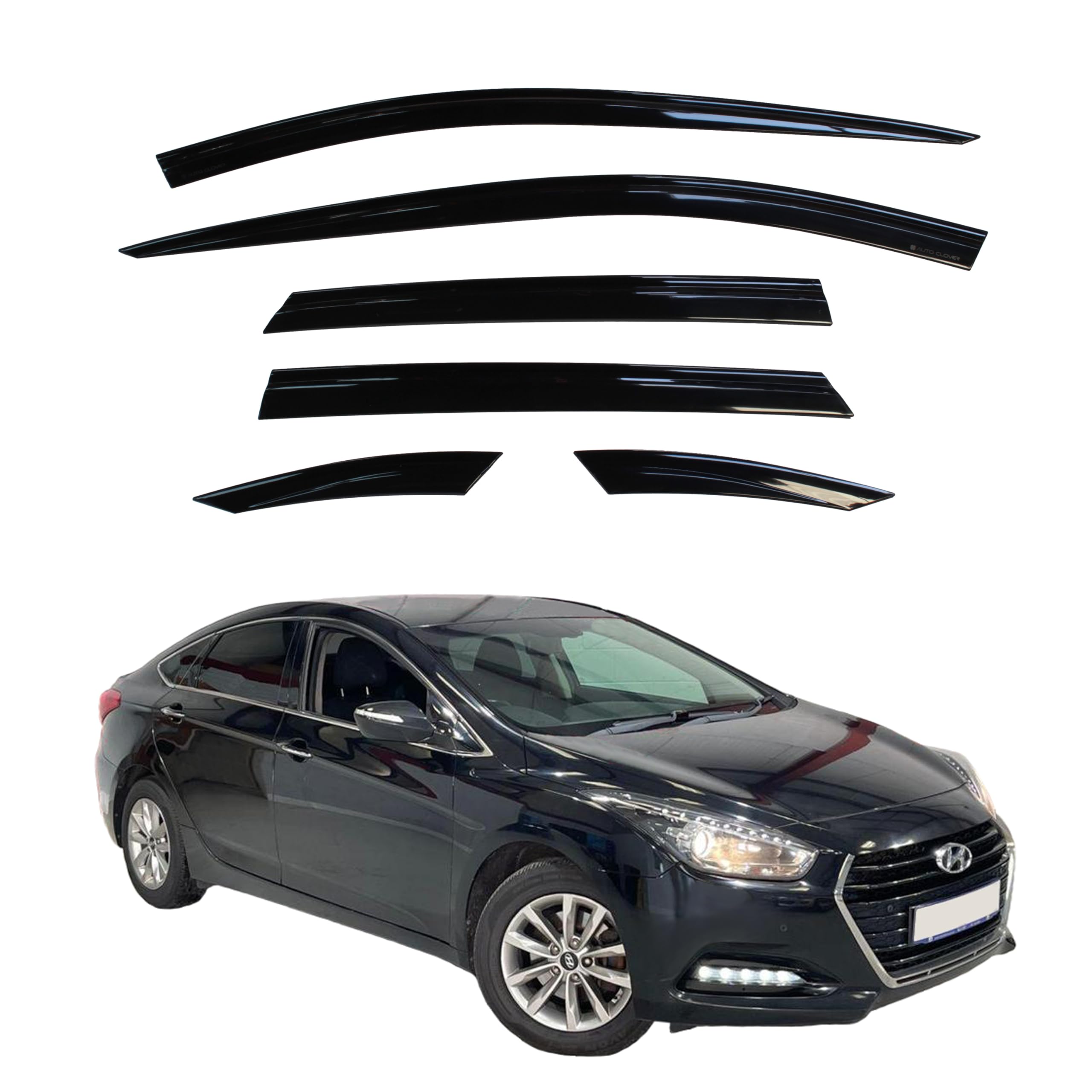 AUTO CLOVER Wind Deflectors Set for Hyundai i40 4 door Saloon (6 pieces)