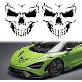 TOMALL 2Pcs Skull Stickers for Car Vinyl Halloween Decals Skeleton Graphic Decals for Car Windows Body Hood Waterproof Skeleton Stickers Scary Skull Decorations for Trucks SUV Motorcycle (Black-28cm)
