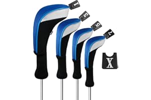Andux 4pcs/Set Golf 460cc Driver Wood Club Head Covers Long Neck with Replaceable No. Tags