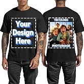 Custom T Shirts for Men Personalized Shirt with Front &amp; Back Print Design Your Own Tee Customized Photo Text Logo Gifts