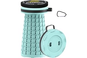 ALEVMOOM Upgraded Portable Collapsible Stool with Cushion, Telescoping Folding Stool for Adults, Lightweight Yet More Sturdy Capacity 600 lbs for Camping Fishing Hiking BBQ