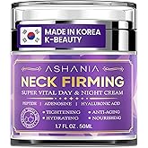 Ashania Korean Neck Firming Cream For Deep Neck Wrinkles, Loose Skin & Neckline Care – Peptide & Adenosine Tightening Cream with Hyaluronic Acid - Made in Korea 1.7 fl oz