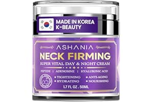 Ashania Korean Neck Firming Cream 1.7 fl oz – Peptide & Adenosine Tightening Cream with Hyaluronic Acid – Made in Korea – For