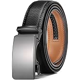 GAEKEAO Mens Belt Leather Micro-Adjust Buckle Ratchet Belts for Men Dress Casual to Formal Trim to Fit with Gift Box (35mm)