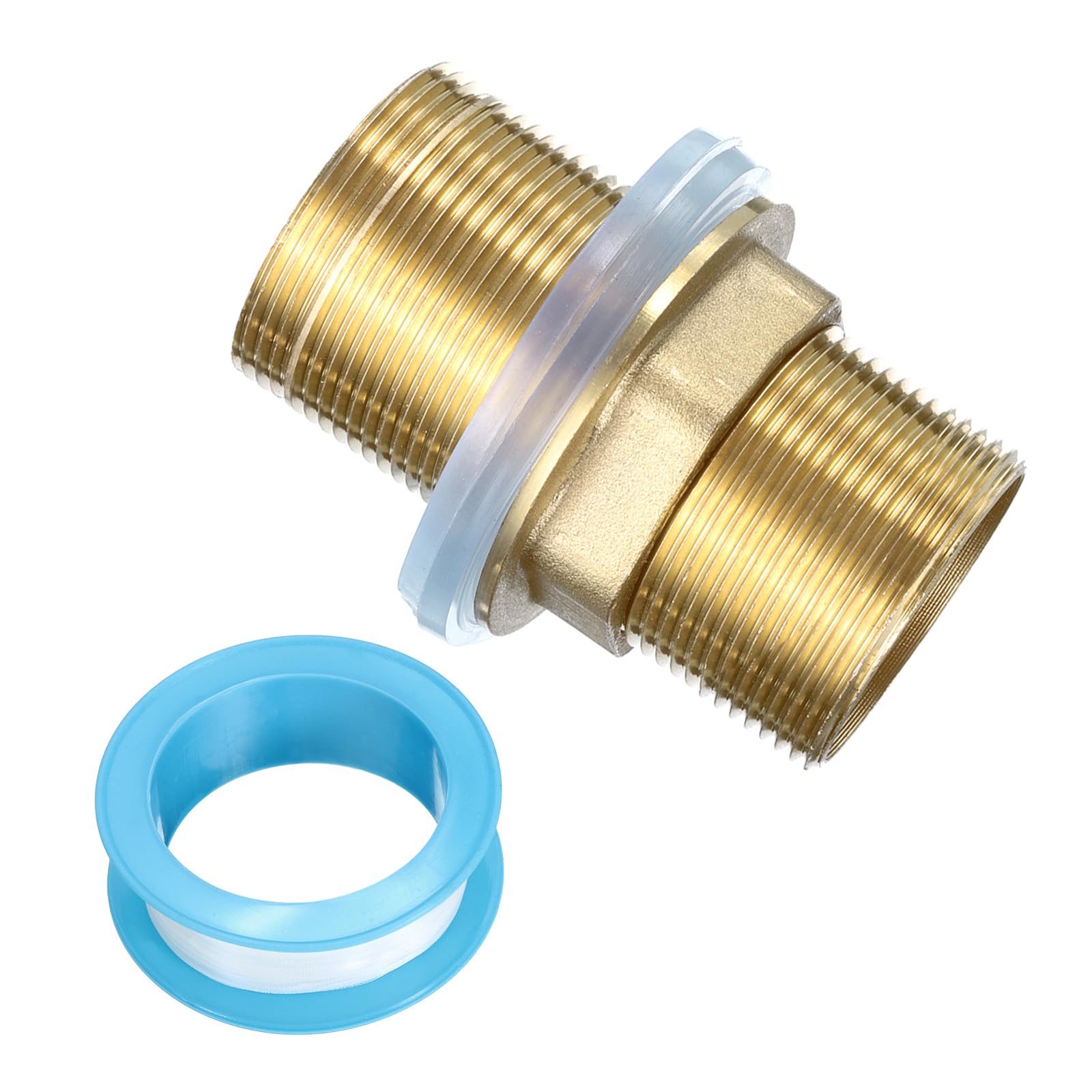 uxcell 2" Faucet Mount Extension Shank Brass Threaded Pipe Lengthen Mounting Shank Lengthen Fixed High Foot with Nut and Gasket Golden 1PCS