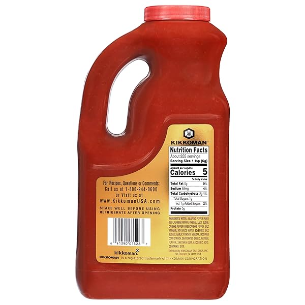 KIKKOMAN GLUTEN-FREE SRIRACHA HOT CHILI SAUCE, ASIAN-STYLE HOT SAUCE – GREAT FOR SANDWICHES, WRAPS, PASTA, NOODLES, SUSHI, POKE – WITH NO ARTIFICIAL COLORS – 4 LB 11 OZ