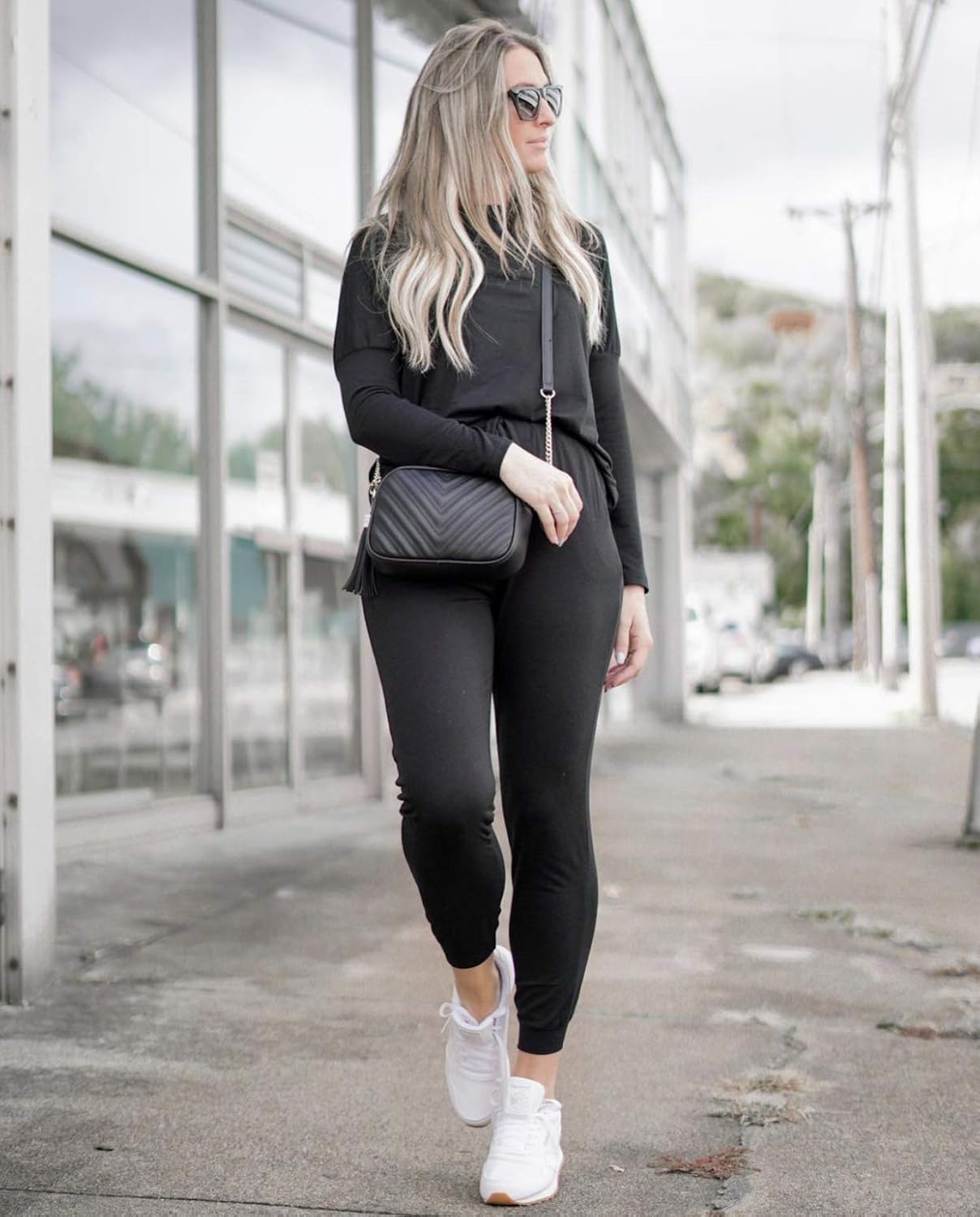 PRETTYGARDEN Women’s Solid Color Two Piece Outfit Long Sleeve Crewneck Pullover Tops And Long Pants Sweatsuits Tracksuits at  Women’s Clothing store