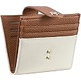 BOSTANTEN Slim Wallet for Women Small RFID Blocking Credit Card Holder Leather Bifold Wallets with Zipper Coin Pocket Beige＆Brown