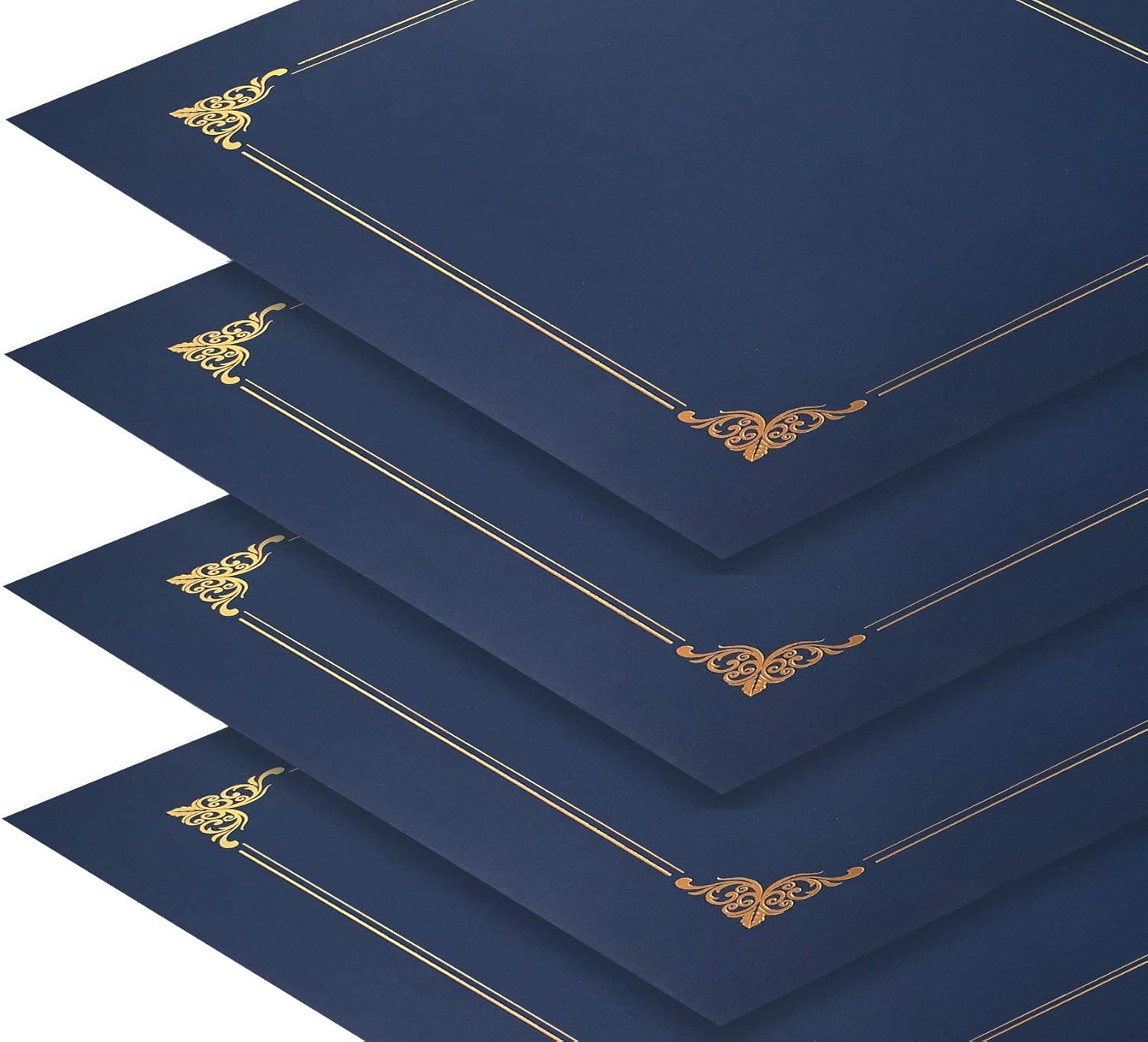 25 Pack Navy Blue Certificate Holders, Diploma Holders, Document Covers with Gold Foil Border, by Better Office Products, for Letter Size Paper, 25 Count, Blue : Office Products