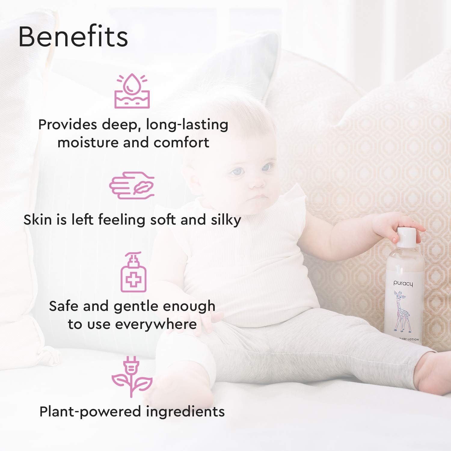 Puracy Baby Lotion, Organic Moisturizer for Infants & Newborns, Natural Calming Lavender & Grapefruit for Sensitive Skin, 12 Ounce: Health & Personal Care
